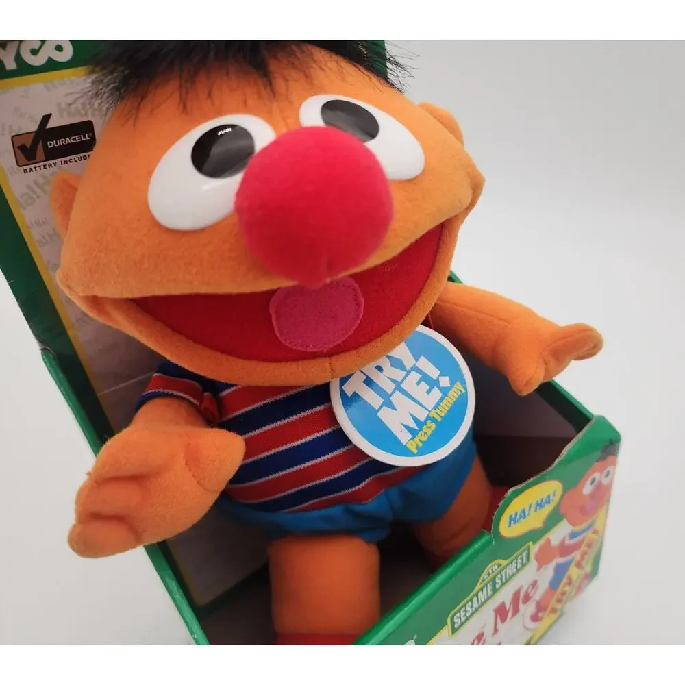 Sesame Street Ernie Vintage Plush Tyco 1996 Tickle Me Laugh Vibrate Kid Toy Work